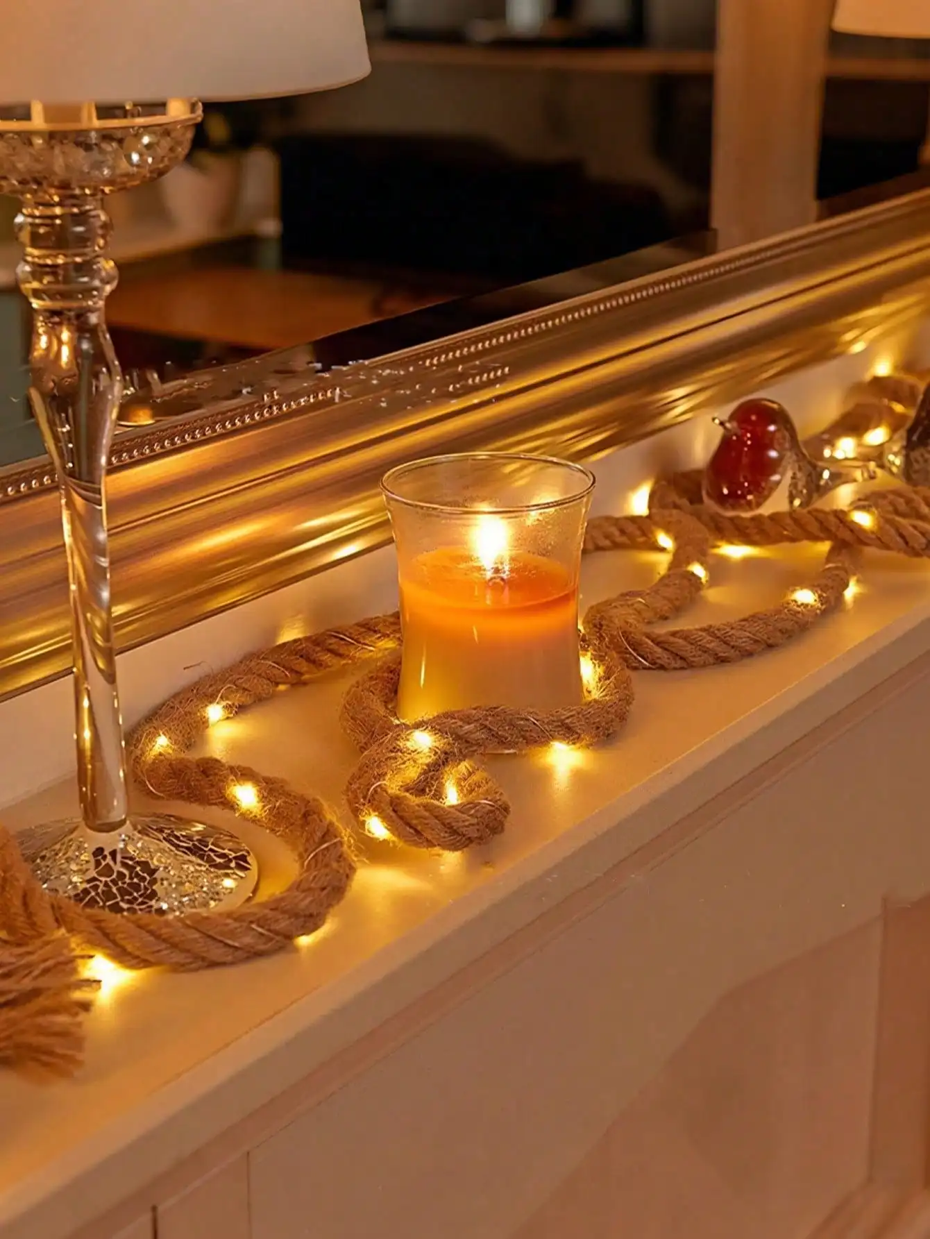 1pc Battery/Solar Fairy Lights Rope: 20-200LED, 2-10M Warm Yellow Star, for Garden/Maritime Decor