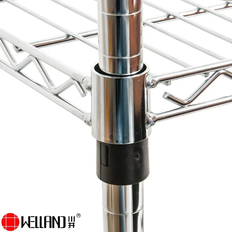 4 Tier Stainless Steel Wire Shelving Unit With Wheels Heavy Duty Metal Storage Rack For Kitchen Restaurant Hotel Industrial