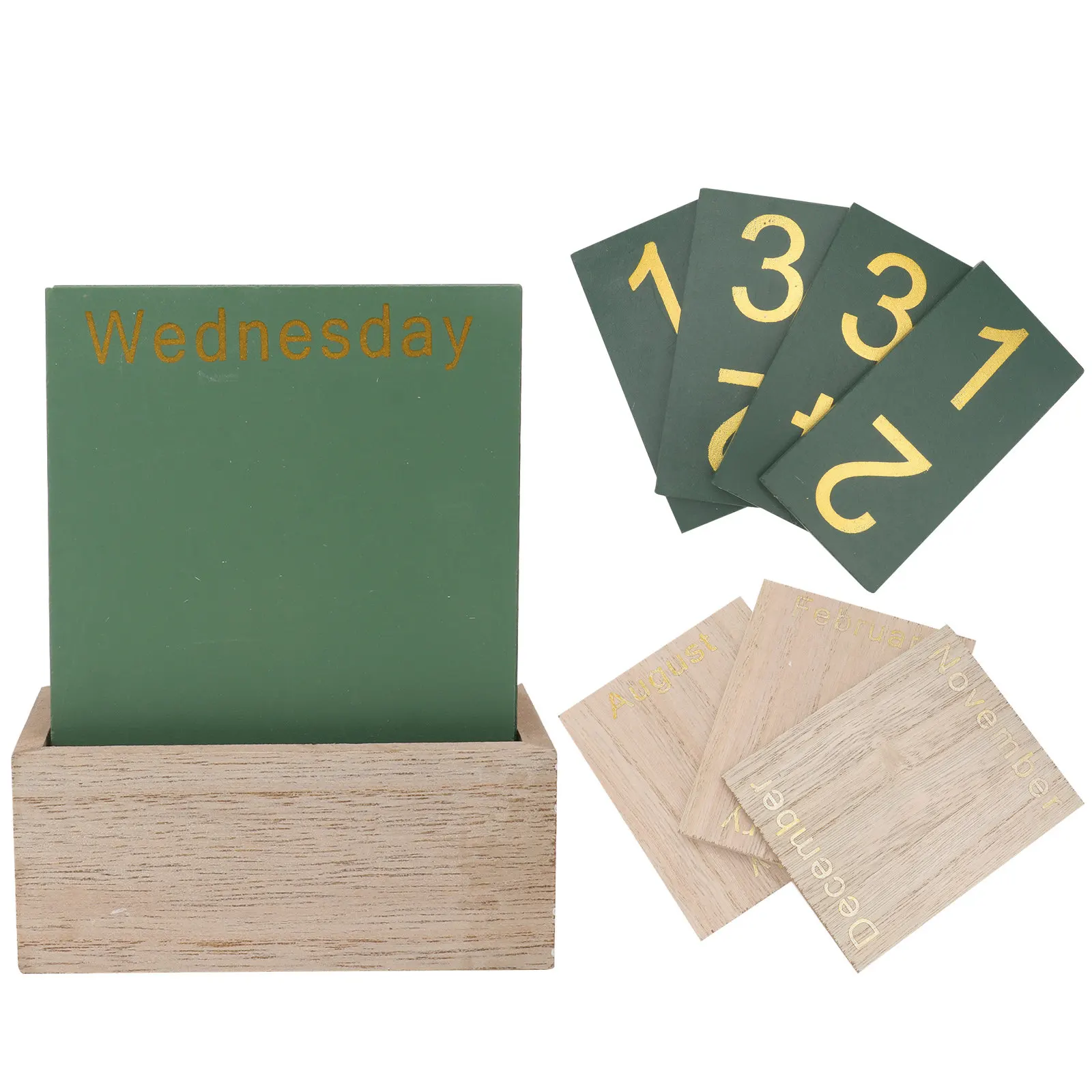 

1Set Cactus Wooden Calendar Decor Green Creative Simple Desktop Ornament Table Calendar Office Supply Chic Wood Craft for Home