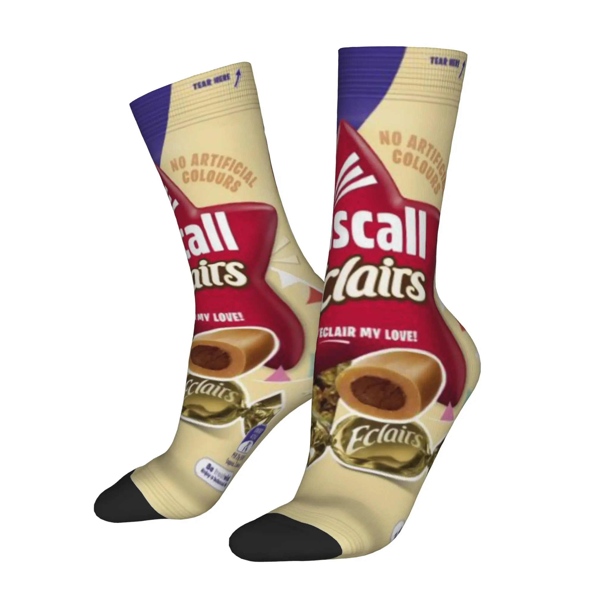 

1 Pair Funny Sock Pascall Party Chocolate Lollies Vintage Seamless Pattern Printed Men Crew Socks Novelty Men's Socks