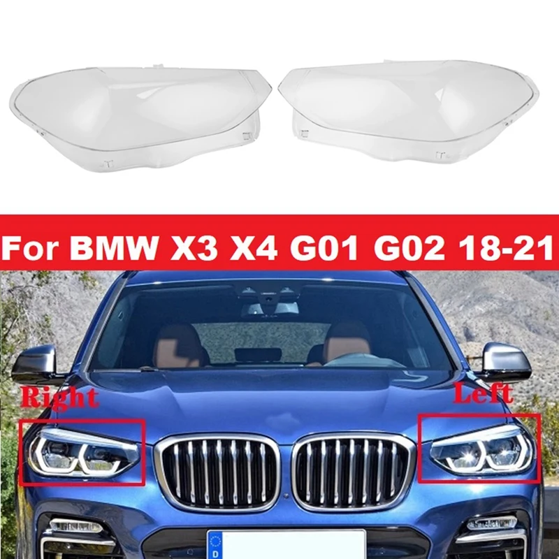 

For BMW X3 X4 G01 G02 G08 2018-2021 LH+RH Headlight Lens Cover 63117466131 63117466132