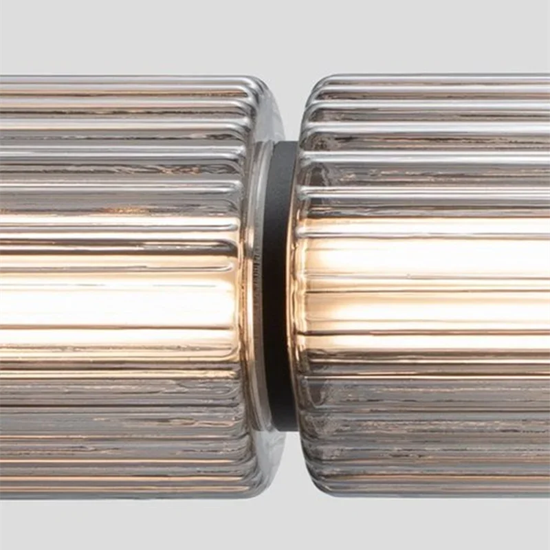 

Modern Column Horizontal Pendant Lamp New Italy Designer Long Stripe Light Smoke Gray Vintage Glass Hanging Light Lustre Fixture