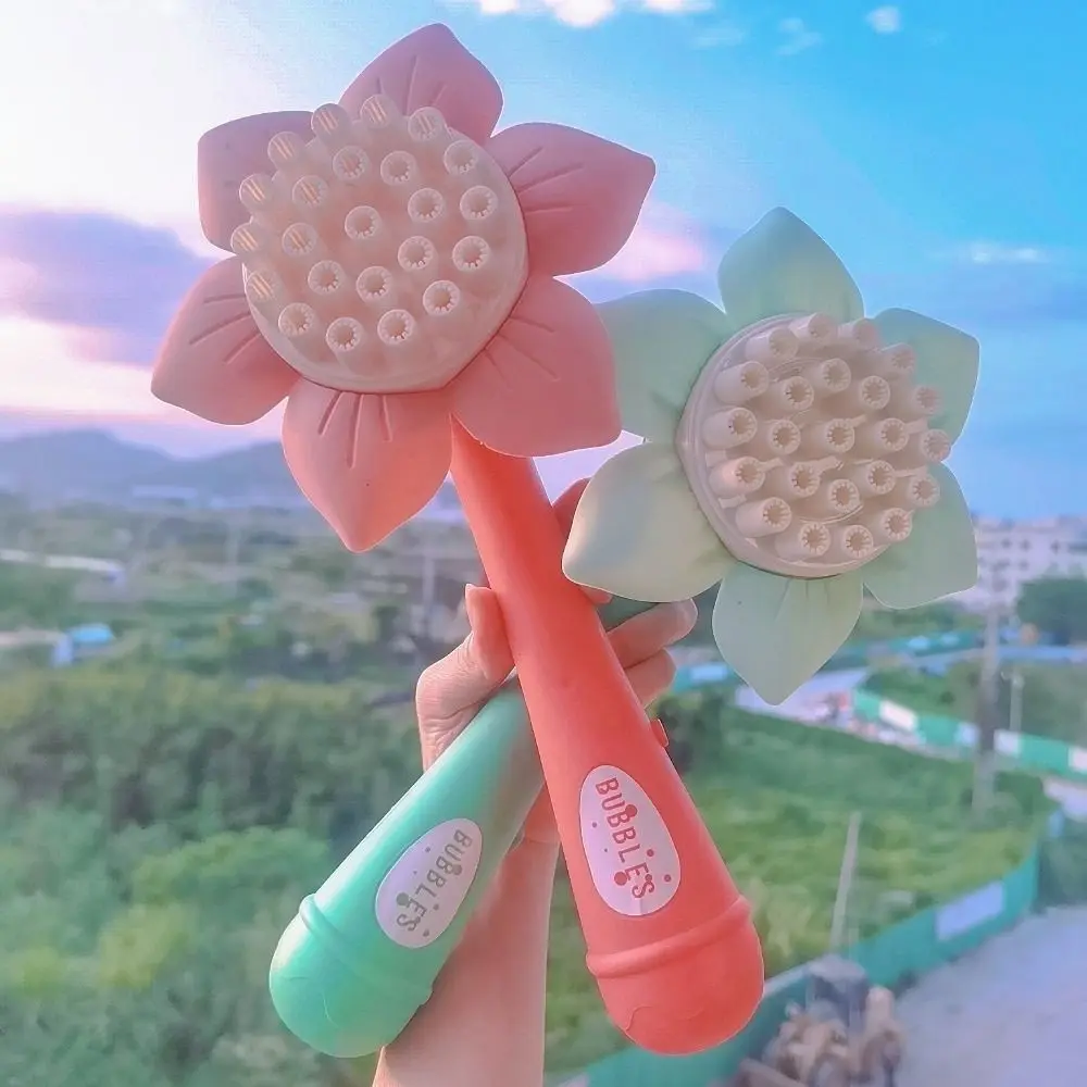 Plastic Sunflower Bubble Machine 23 Hole Safe Bubble Machine Blower One-Button Automatic Handheld Bubble Machine