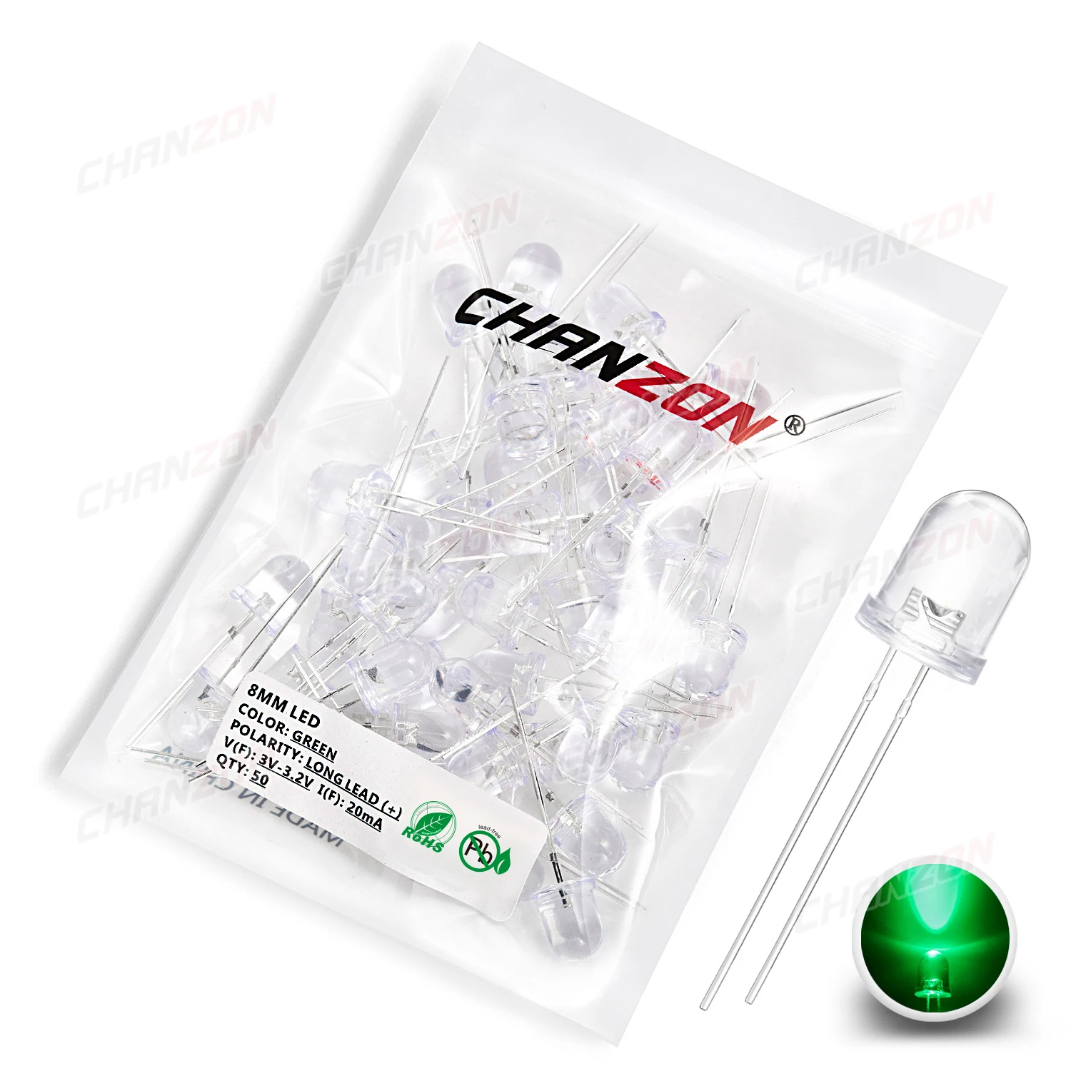 50pcs 8mm LED Emitting Diode Micro Indicator White Red Green Blue Yellow 3V DIY PCB Circuit Transparent Diffused Arduino Bulb