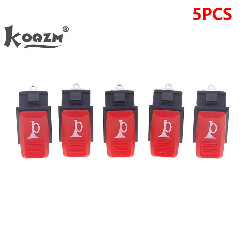 5PCS Horn Switch Car Button E-bike Motorcycle Horn Universal Momentary Push Rocker Switch Plastic 2 Pin Self-reset Red