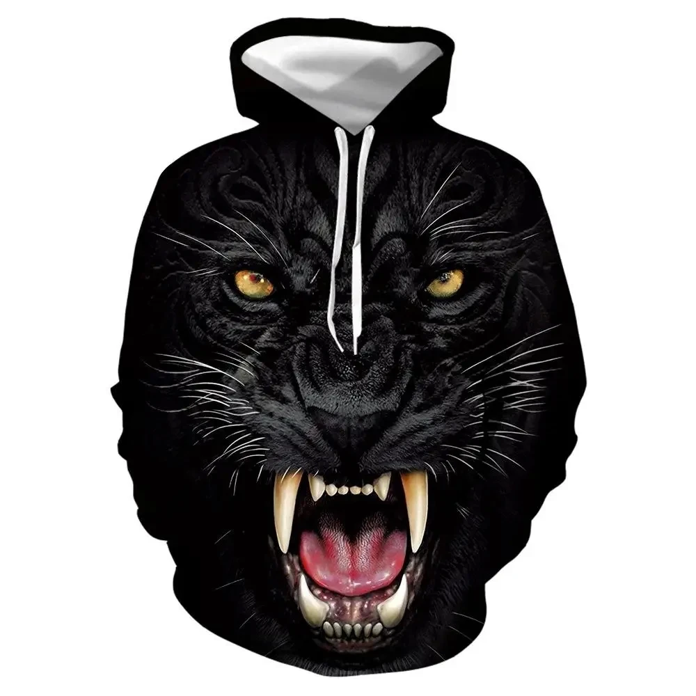 Fashion men's spring and autumn hoodie animal pattern wolf 3D printed hoodie unisex Harajuku street casual sports pullover