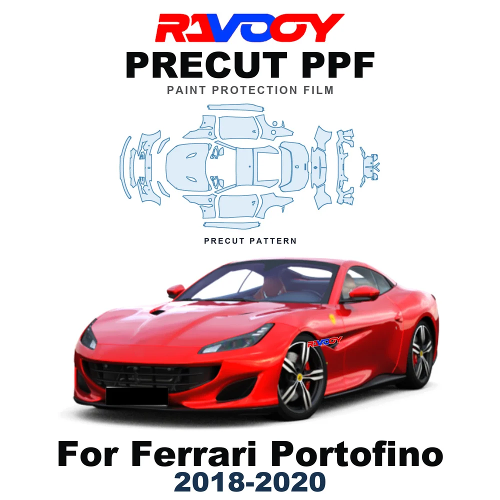 Precut PPF For Ferrari Portofino 2018-2020 8.5mil TPU Paint Protection Film Hood Bonnet Bumper Headlight Self-Healing Clear Kit