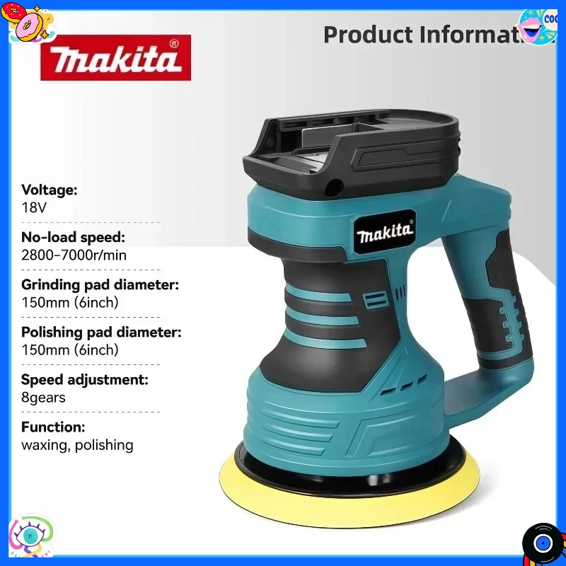 

Makita 18V Cordless Car Polisher 8 Gears Adjustable Auto Polishing Waxing Machine