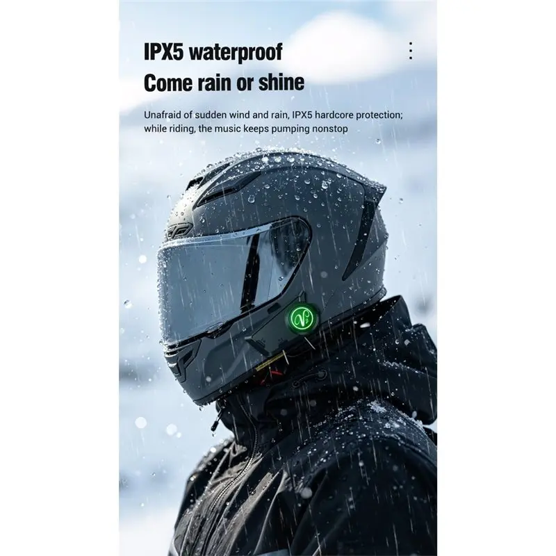 AB96-V2 Motorcycle Helmet IPX5 Waterproof Bluetooth Intercom Headset, 520M Range, Bluetooth 6.0 Noise Reduction Two-Way