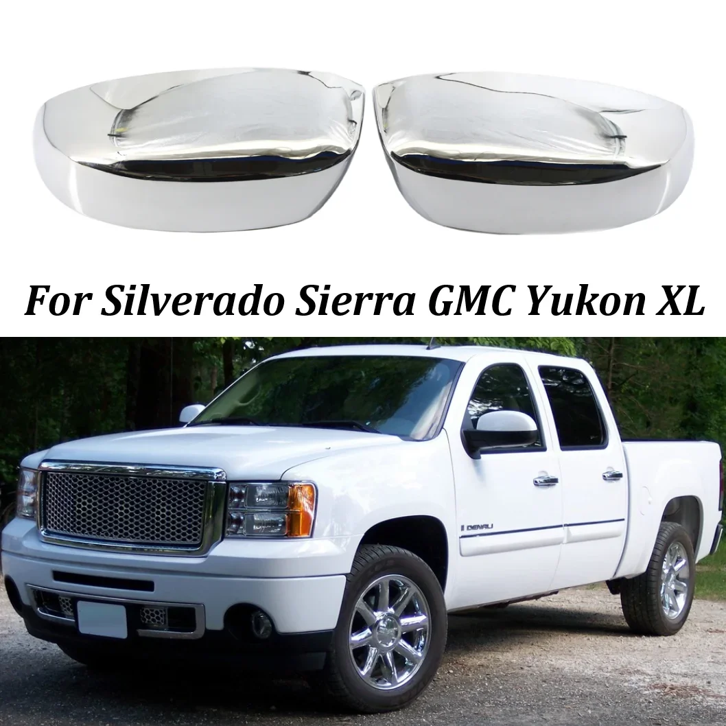 Full Chrome Car Side Wing Rearview Mirror Covers Caps For CHEVROLET Silverado TAHOE SUBURBAN GMC Sierra Yukon XL Truck 2007-2013