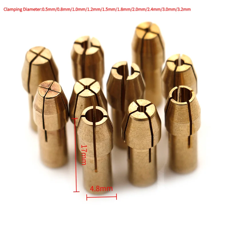 

10Pcs Mini Drill Chucks Adapter 0.5mm-3.2mm Dremel Mini Drill Chucks Chuck Adapter Micro Collet Brass For Power Rotary Tool 2026