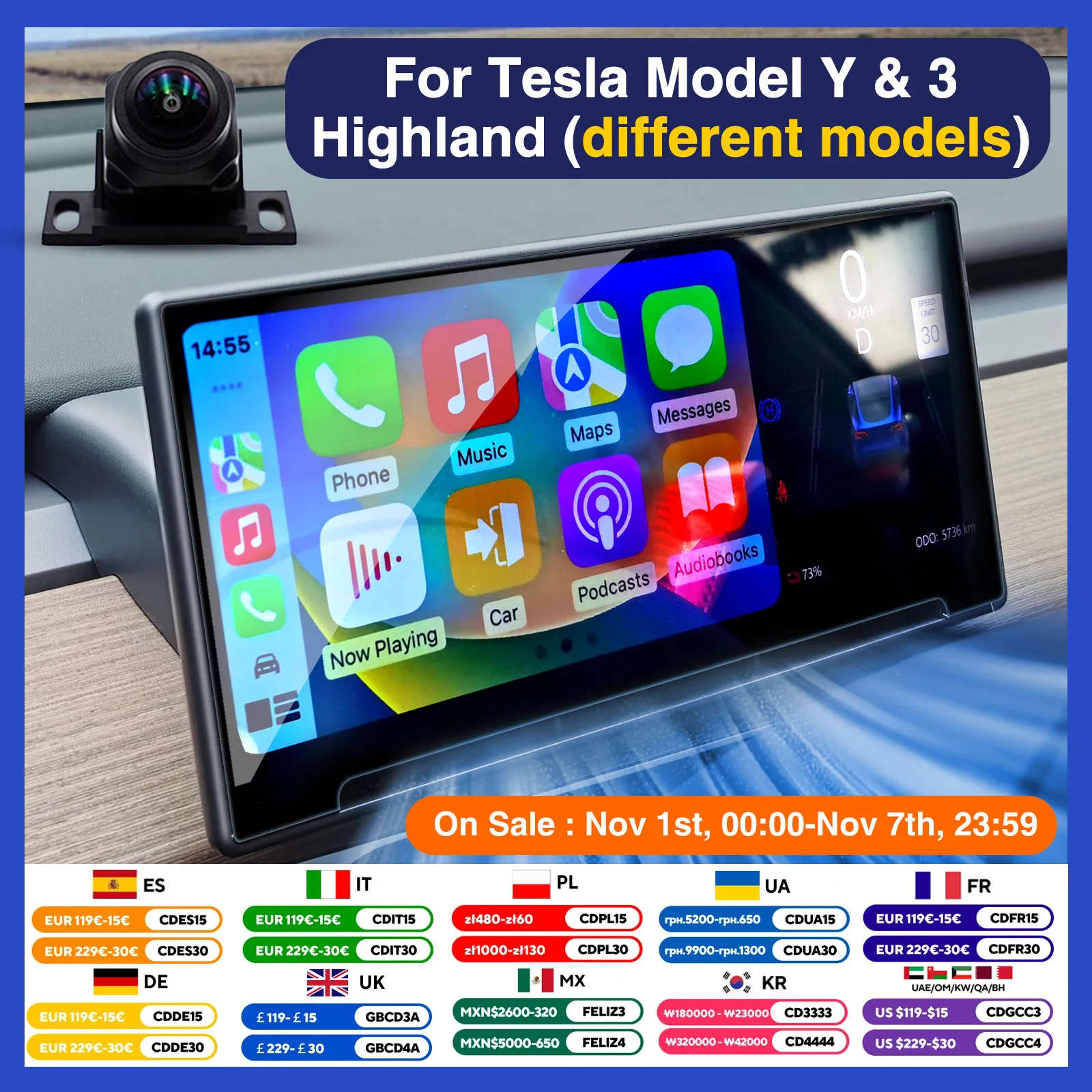 

HUD Tesla Model Y Head Up Display Model 3 front Screen Highland Instrument Cluster Air Vent F9 Driver Dashboard Speedometer 2024