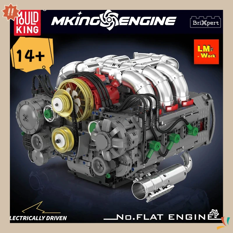 Mould King 10181 Techniczny Model Silnika Samochodowego Zabawka Silnik Płaski z Napędem Klocki Konstrukcyjne Silnik z Klocków Prezent na Boże Narodzenie dla Dzieci