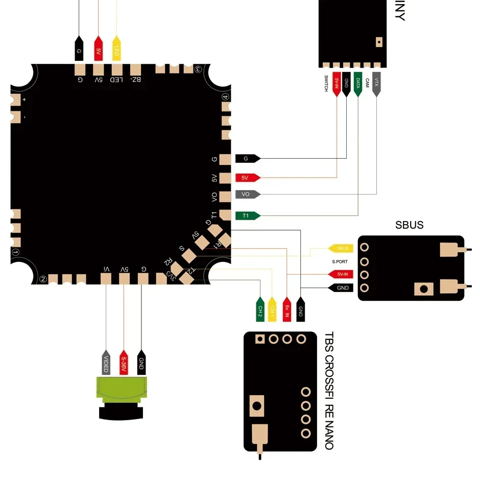 T-MOTOR New F411 AIO Flight Control 1S 13A BL32 ESC 96K PWM For Racing Whoop / Long Racing Toothpick Drone