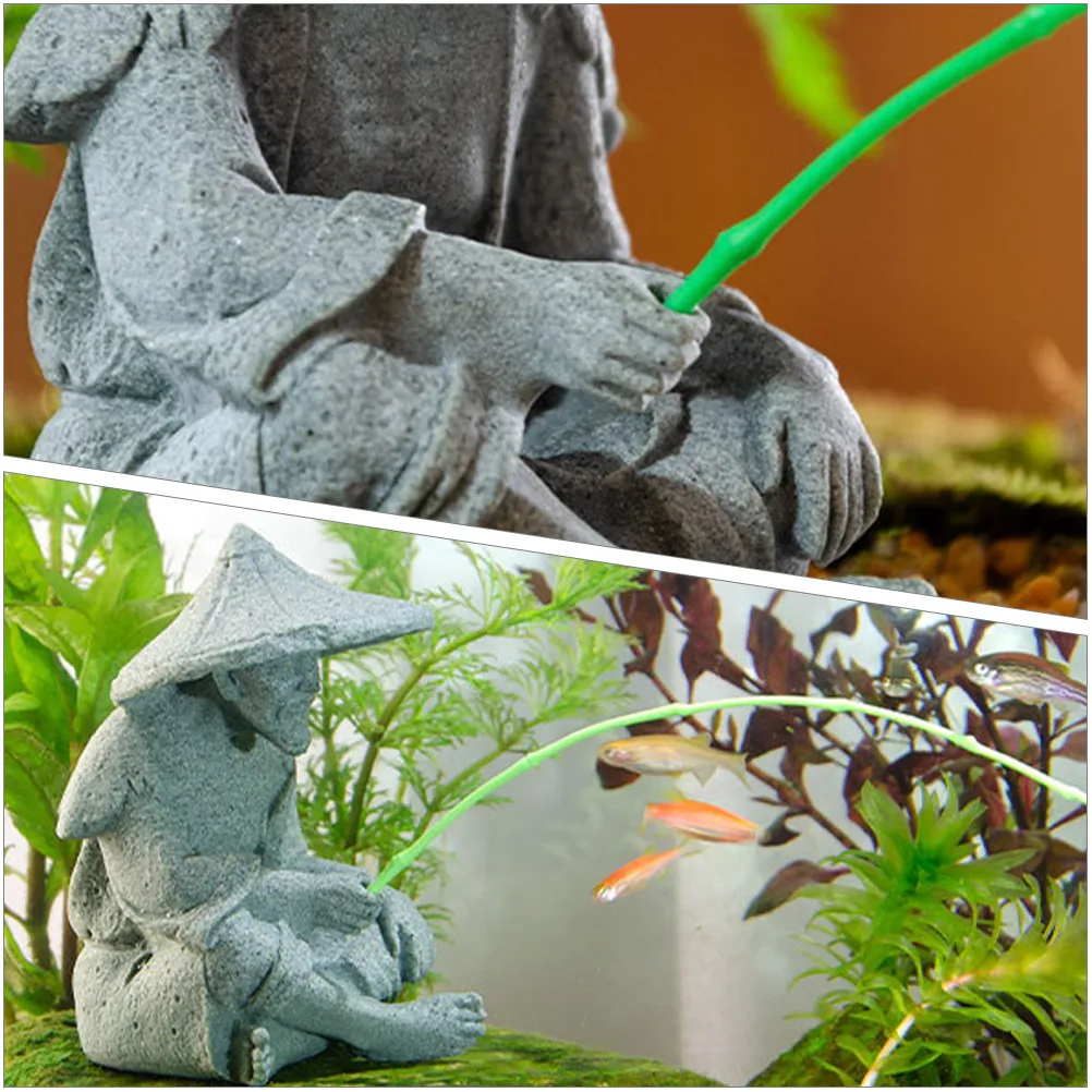 

2 шт. Изысканные статуэтки рыбаков из смолы для аквариума, настольные украшения, декор для бонсай, легкие и компактные украшения для аквариумов