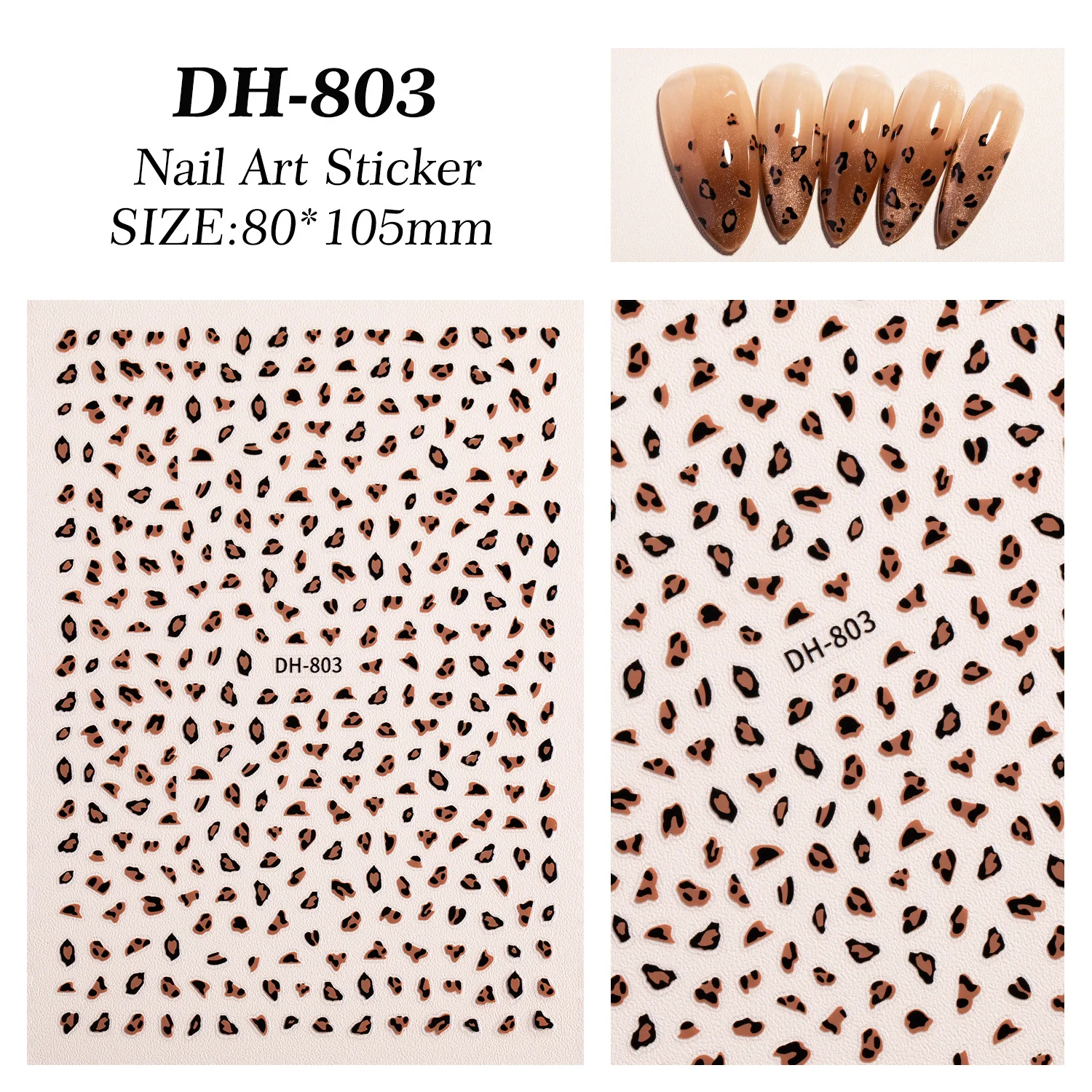 Autocollants pour ongles imprimés léopard, 3 pièces, autocollants 5D auto-adhésifs pour ongles, nœud léopard, décalcomanies françaises pour Nail Art