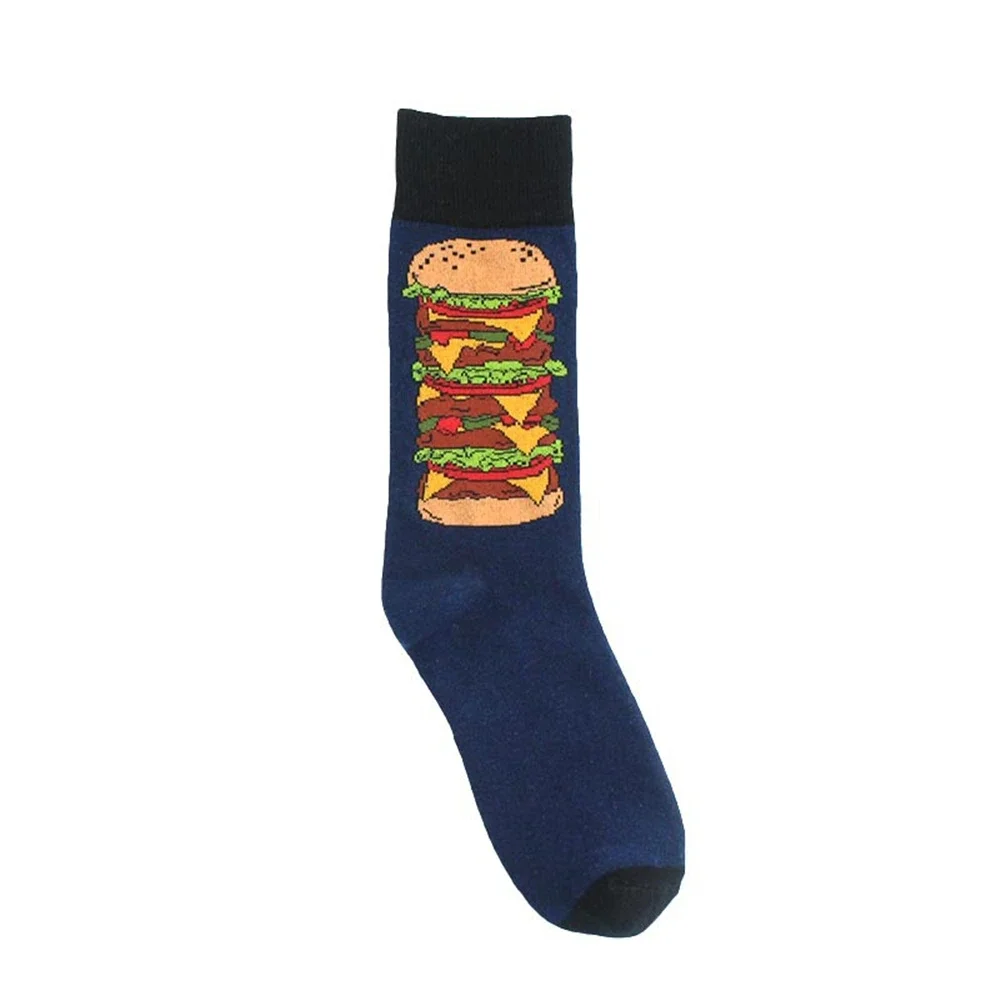 Funny Volcanic Chili Pizza Hamburger Foods Men Happy Cotton Socks Business Hipster Sport Harajuku Skateboard Crew Dropship