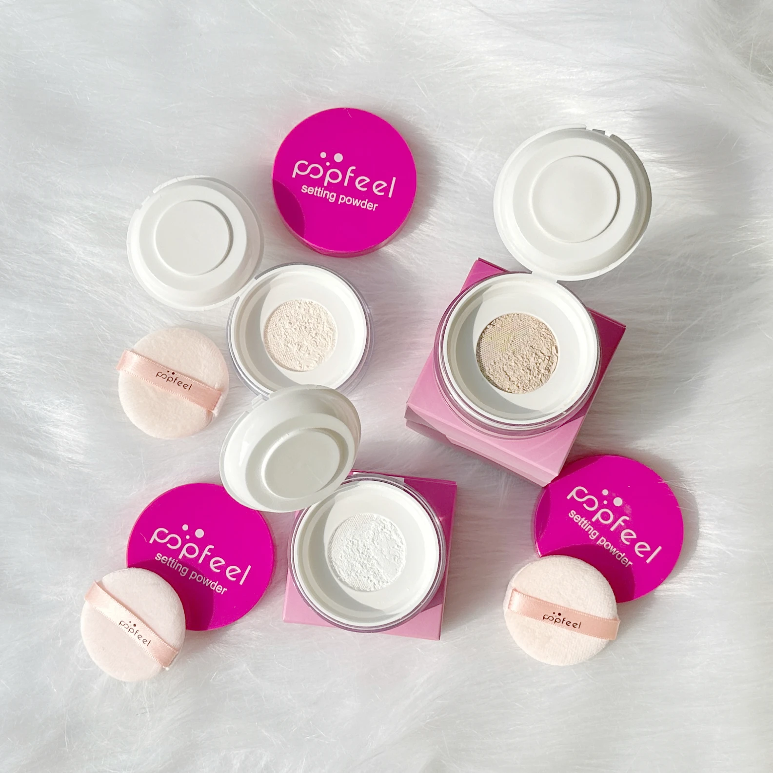 Polvo de ajuste POPFEEL, polvo suelto ligero, crea un efecto de enfoque suave de larga duración