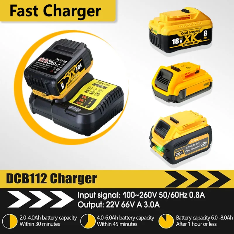 DCB112 Fast Charging Station Battery Charger for Dewalt 10.8V 12V 14.4V 18V 20V DCB101 DCB200 DCB140 DCB105 Battery Charger