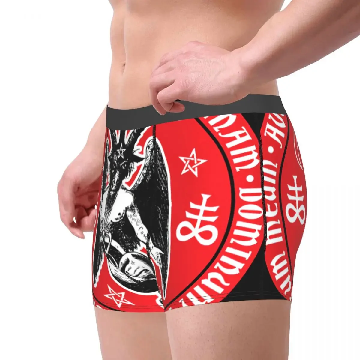 Baphomet  Crosses With Hail Satan Underpants Breathbale Panties Male Underwear Print Shorts Boxer Briefs