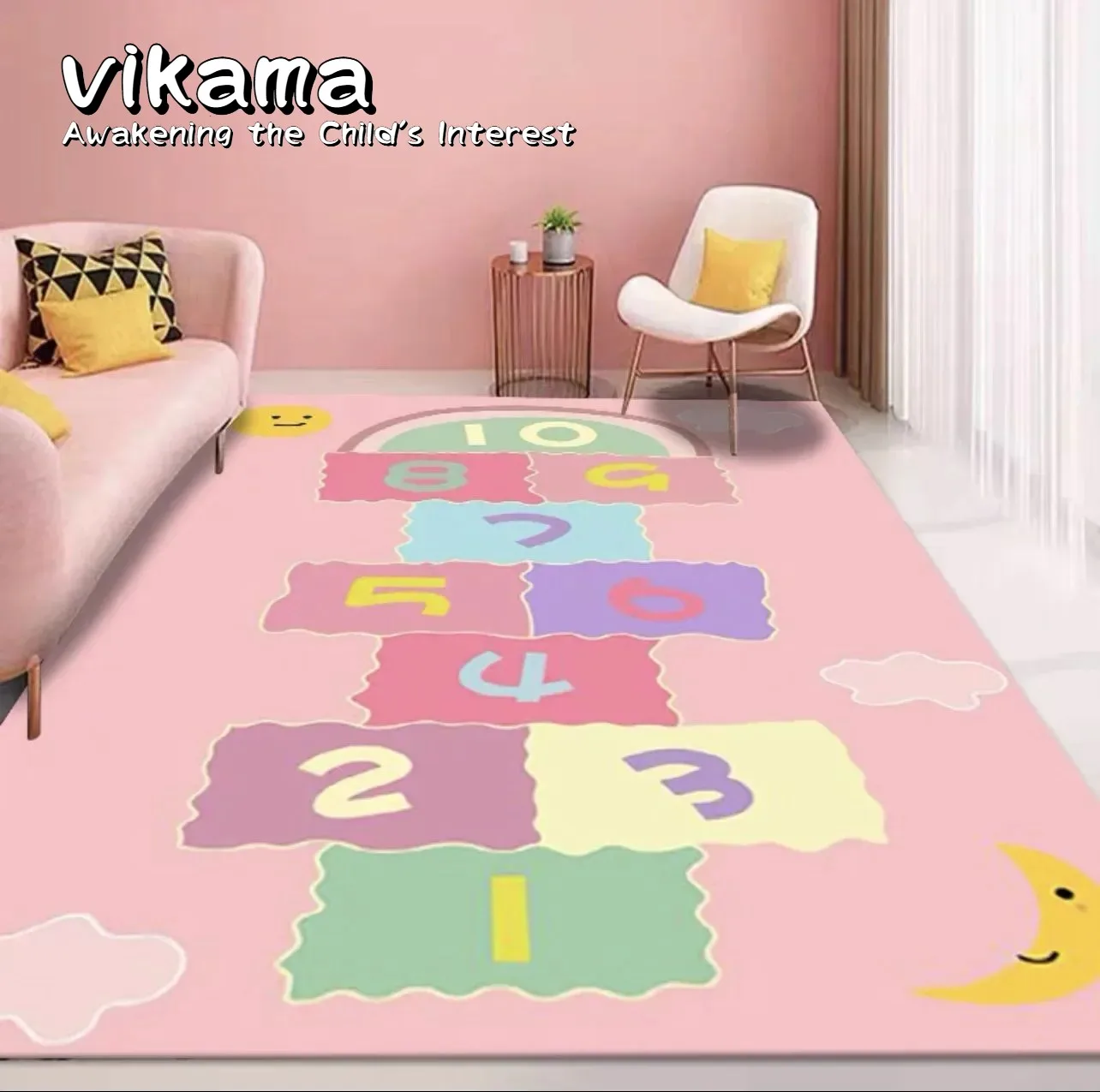 

VIKAMA Cartoon Traffic Parking Lot Carpet - Children's Room, Kindergarten Play Area Learning Mat