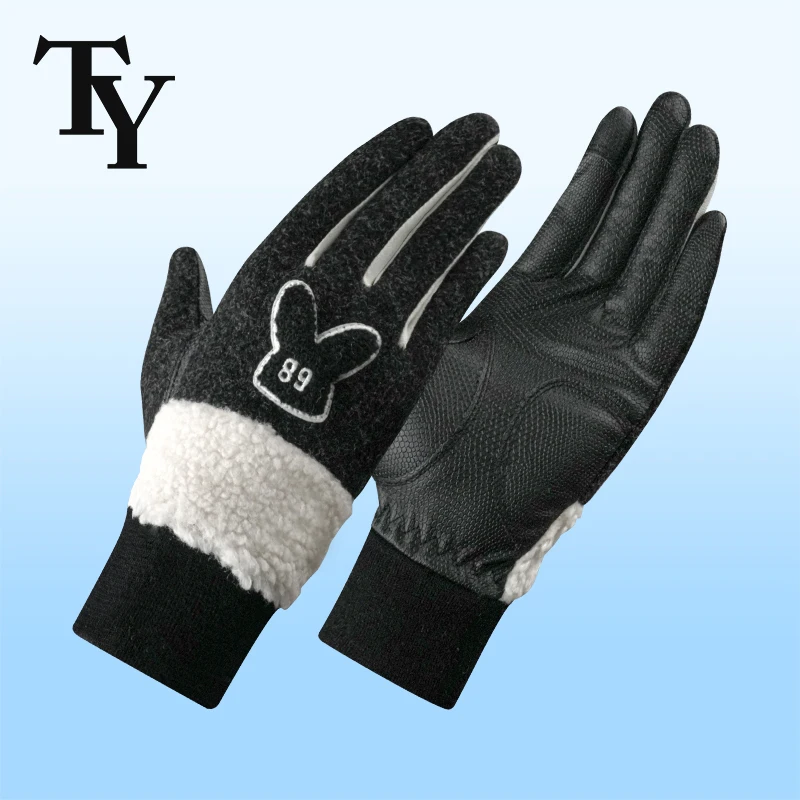 TTYGJ 1 Pair Ladies Golf Gloves Fleece Warmth Handwear for Autumn Winter Women Non-slip Golf Gloves Can Touch Screen
