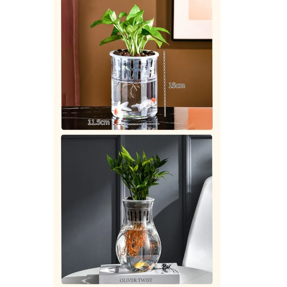 Self Watering Self-absorbing Flower Pots Transparent Vase Plastic Bamboo Planter Pots Succulents Waterless Cultivation