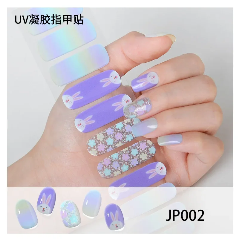 11Tips UV Semi Cured Easter Independence Day Nail Enhancement Gel Nail Sticker Light Semi Baked Nail Enhancement Stick