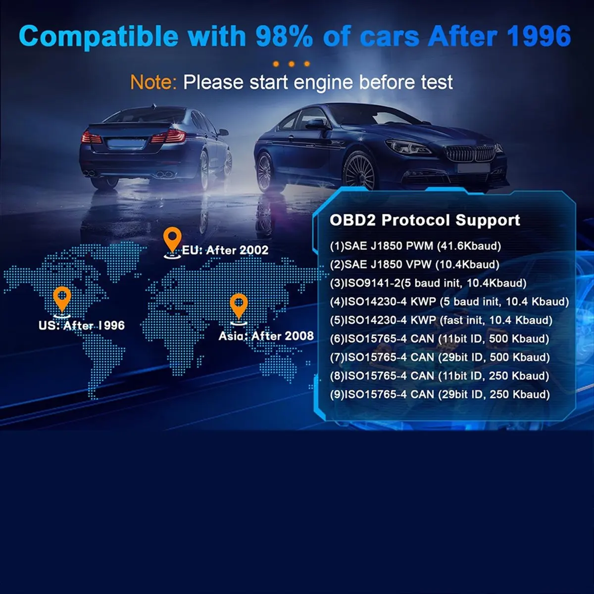 ABQE T300 Check Engine Code Reader for Cars and Trucks, Car Battery Tester, OBD2 Scanner Diagnostic Tool,Car Fault Scanner