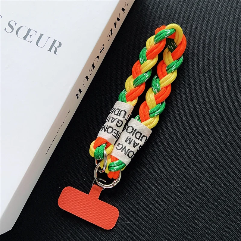 Cordão para celular feito à mão, pulseira grossa curta, masculino e feminino, corrente para caminhadas ao ar livre, chaveiro, cordão resistente