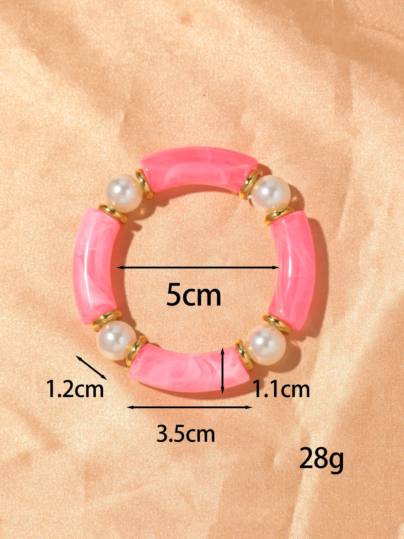 New Pearl Bamboo Tube Acrylic Bracelets for Women Men Fashion Elastic Resin Chunky Elbow Beaded Stack Bangle Friendship Jewelry