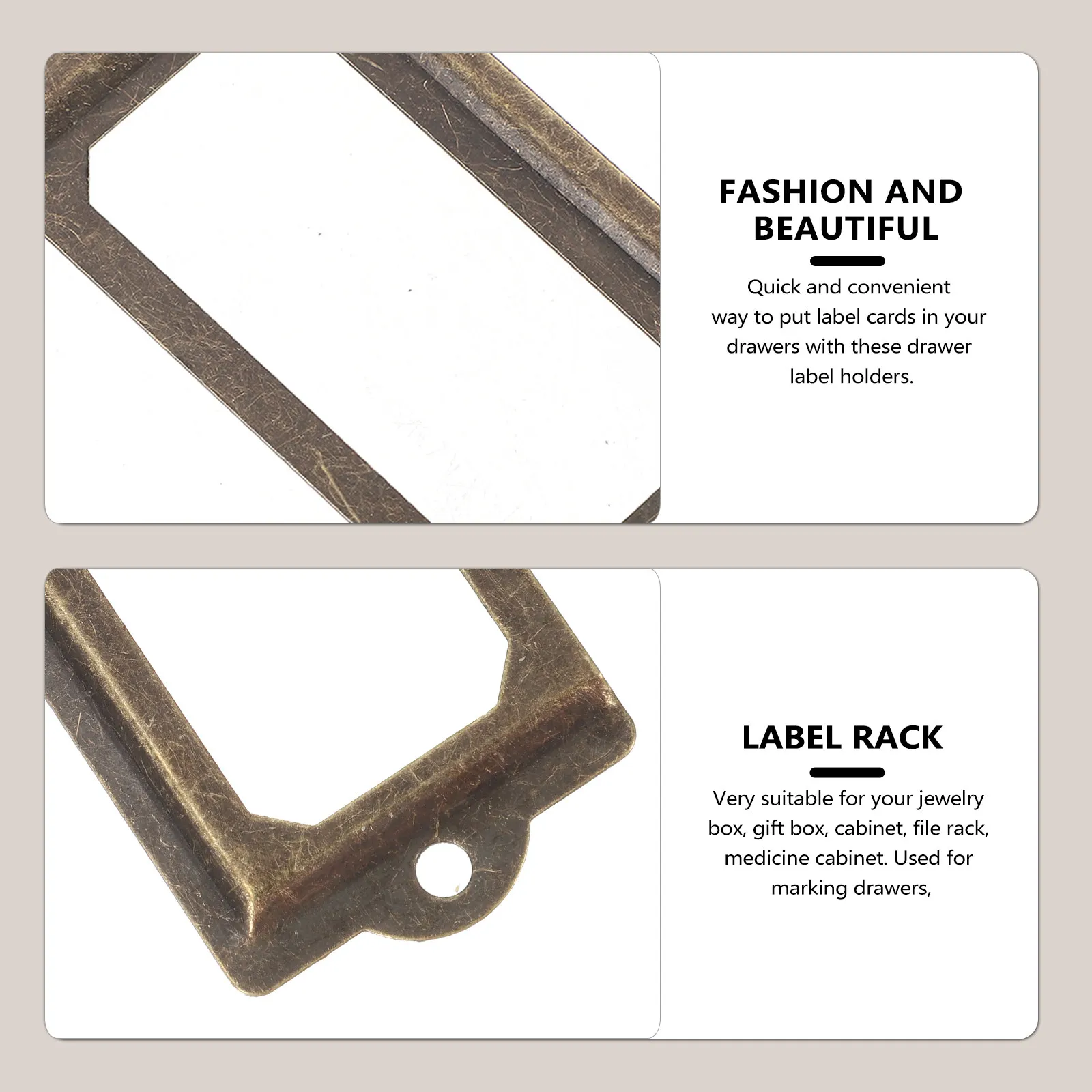 12Pcs Frames Vintage Drawer Tag Holders Elegant Design Fine Hand Feel Wear Resistant Smooth Surface Retro