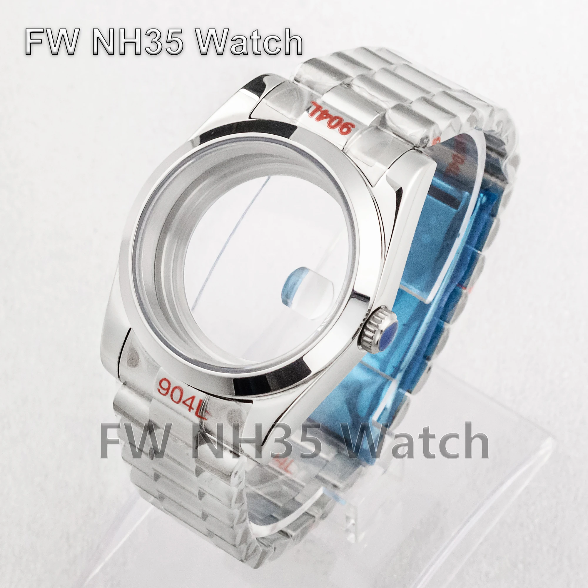 

NH35 Case for Datejust Sapphire Glass 36mm 39mm Watch Case Presidential Bracelet Men's Steel Strap fit NH34 NH35 NH36 Movement