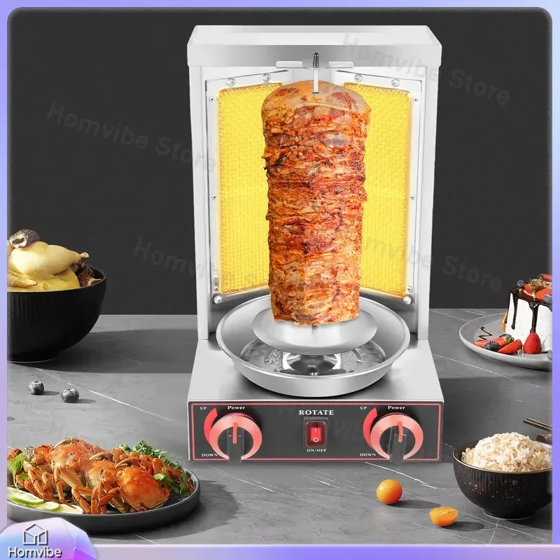 

3000W LPG Doner Grill Machine for Kebab Shawarma Tacos Chicken Turkey Beef Stainless Steel Rotisserie BBQ Grill Outdoor