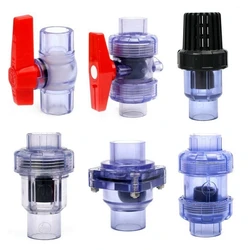 20~63mm UPVC Transparent Check Valve Garden Irrigation Pipeline Drainage Check Valve Aquarium Fish Tank Union Joints Ball Valve