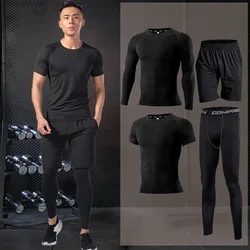 Compressione maschile abbigliamento sportivo tute palestra allenamento stretto abbigliamento allenamento Jogging Set sportivo Fitness tuta da corsa Rash Guard