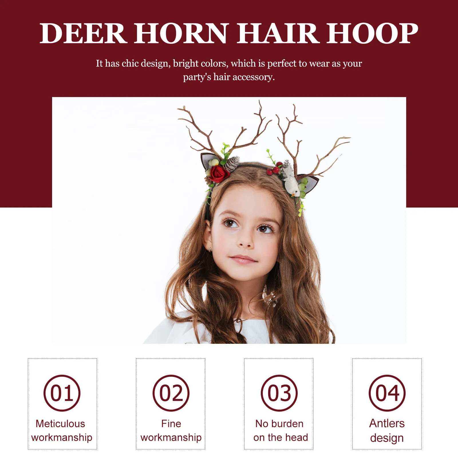 

1Pcs Deer Horn Hair Hoop High Quality Eco Friendly Comfortable Party Halloween Christmas Festival Hairband Deer Horn Hair Hoop