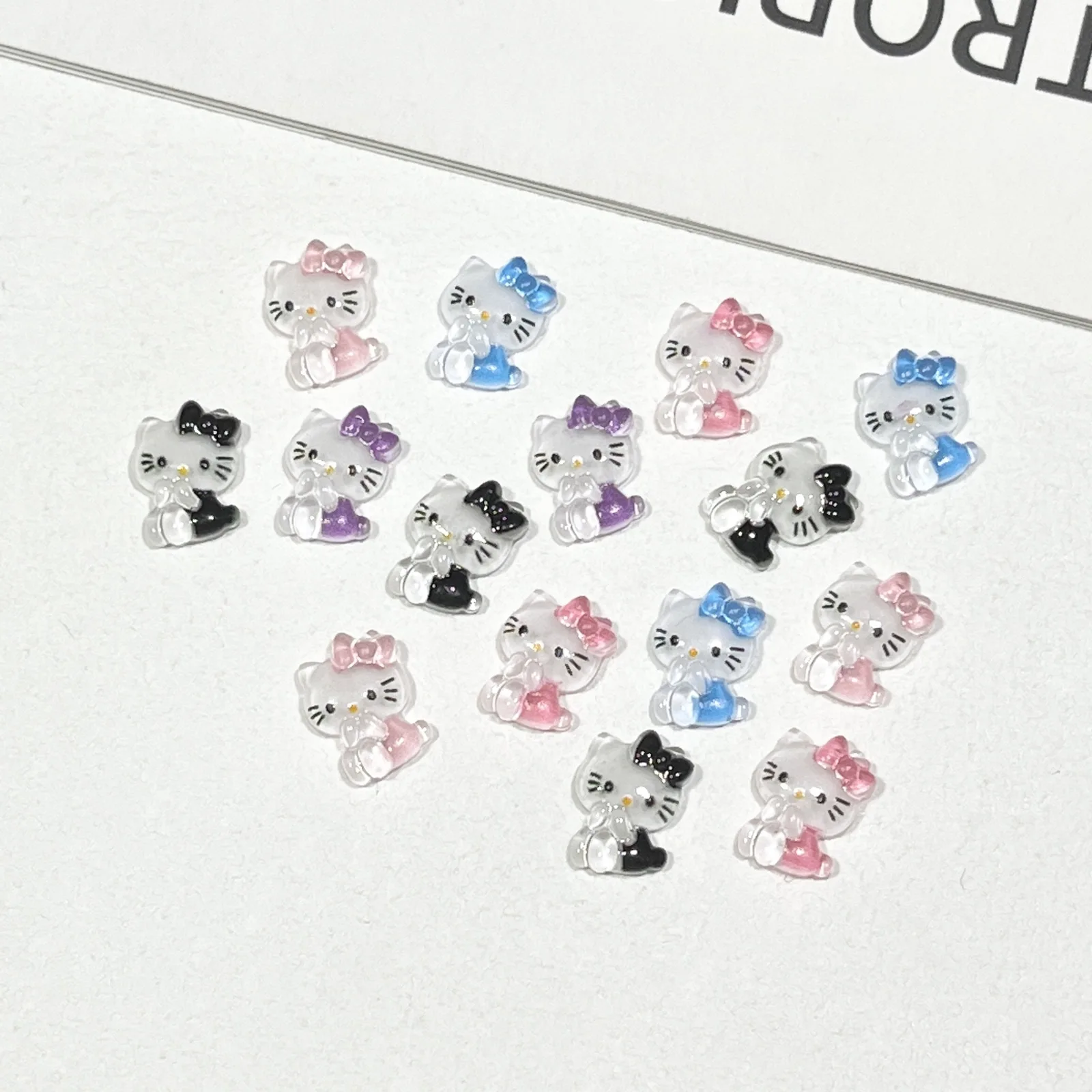 20pcs miniso colorful kt cartoon nail charms for diy nail making kawaii cute resin nail art decoreation