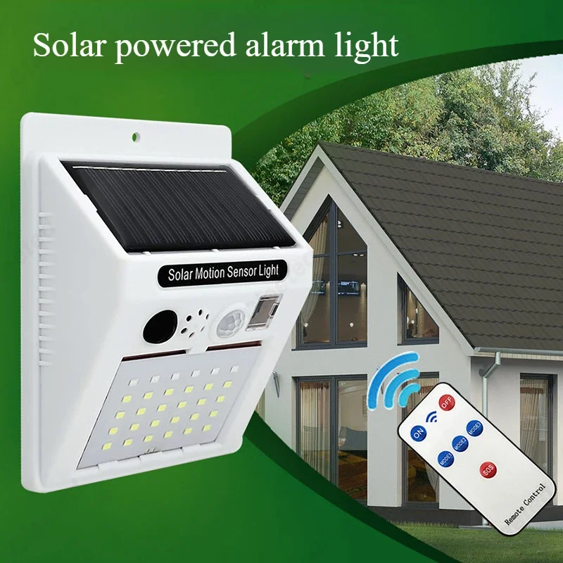 Creative New LED Solar Remote Control Alarm Light Human Body Sensing Light Outdoor Courtyard Anti-theft Alarm