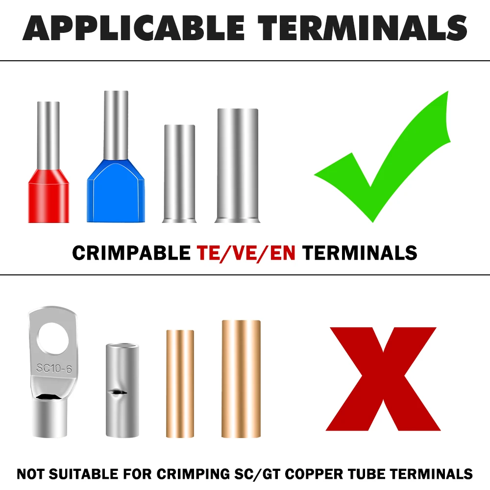 Utensili per crimpare terminali per tubi Pinze per crimpare ghiere HSC8 10-4/10-6 0,25-10mm2 23-7AWG Set di morsetti per elettricisti Punte per cavi