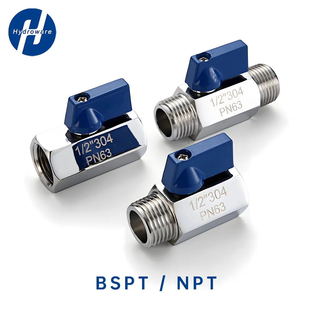 

SS304 Stainless Steel Mini Ball Valve - BSP/NPT 1/8"-3/4" Male/Female Thread Acid-Resistant for Homebrew Industrial Plumbing