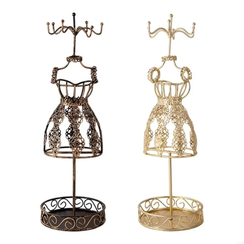 

91AF Vintage Iron Jewelry Display Stand Metal Texture Great for Earrings Necklaces