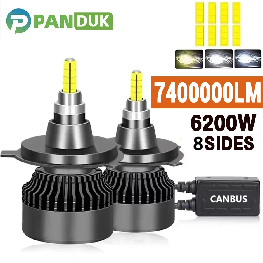 

PANDUK 3D 360 H7 Светодиодная лампа Canbus для автомобильных фар 7400000LM 5400 Вт H11 H4 H1 HB3 9005 HB4 9006 9012 Автомобильные противотуманные фары Турбо-лампа