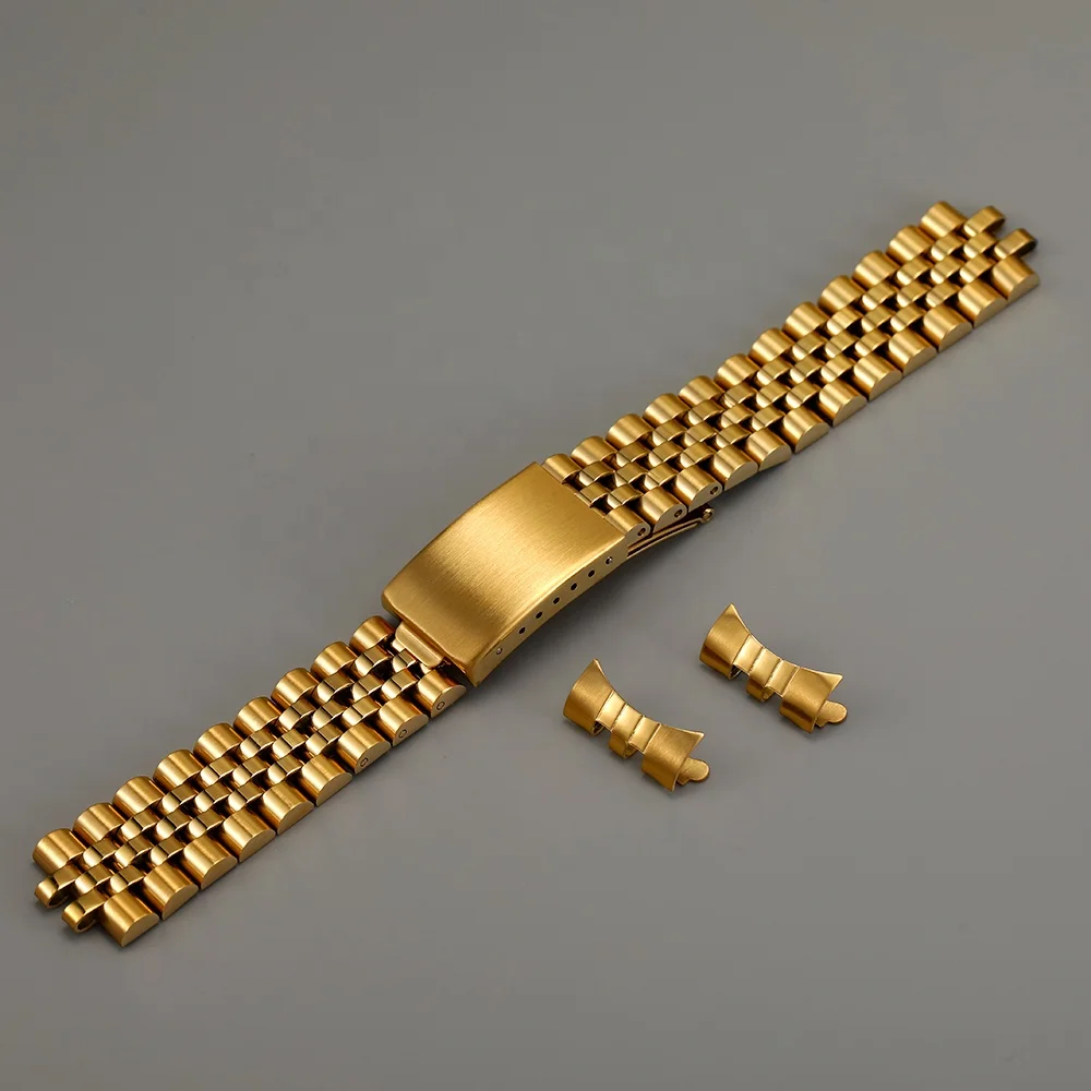Stainless steel 2 tone gold 18mm 9m 20mm Curved end Gold Jubilee Watch Band Strap Band Bracelet Fit For RLX SKX Watch