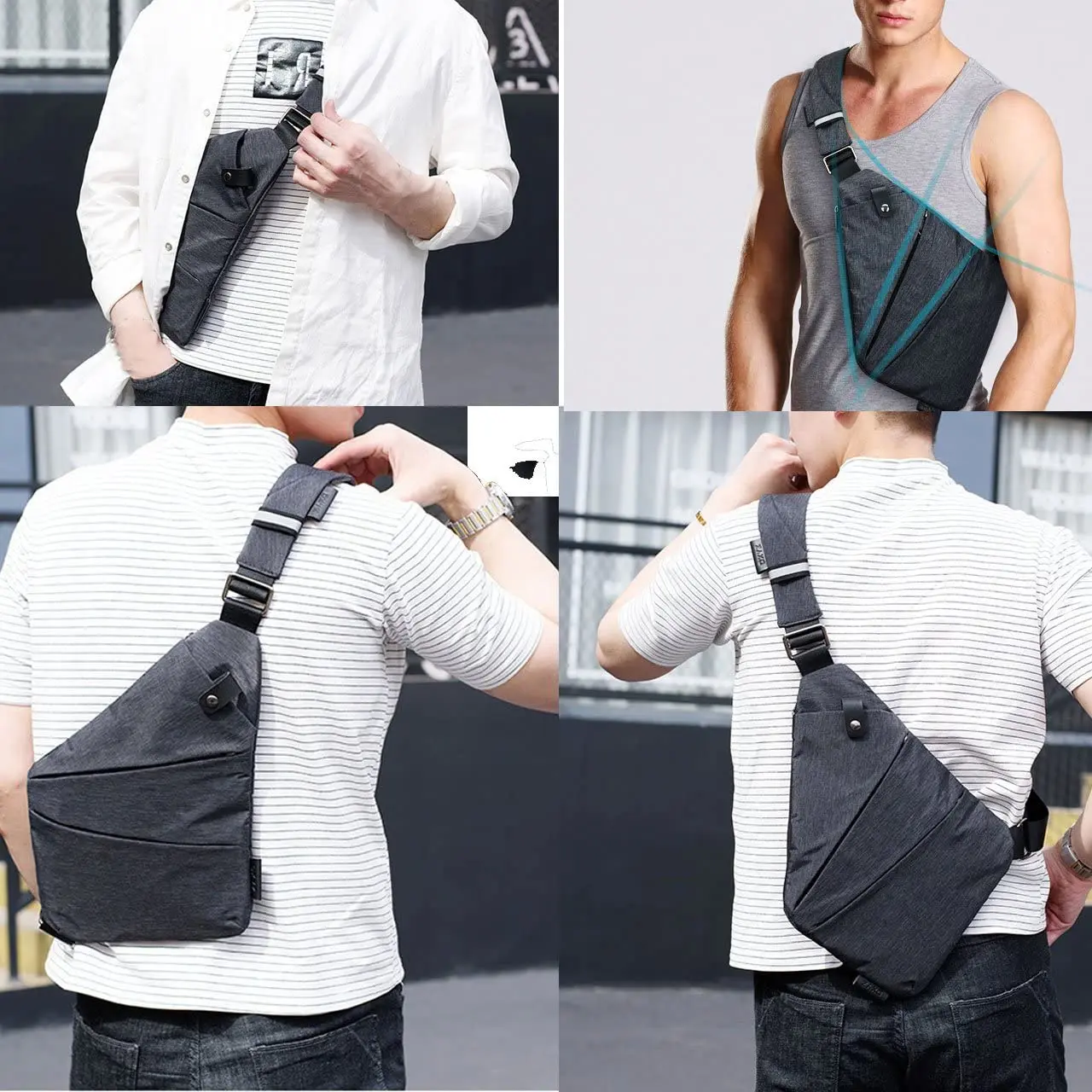 Tampa escondida da pistola de quarto individual tática, saco anti-roubo, Messenger Bag masculino, caça coldre de glock, coldre de revólver, 2023