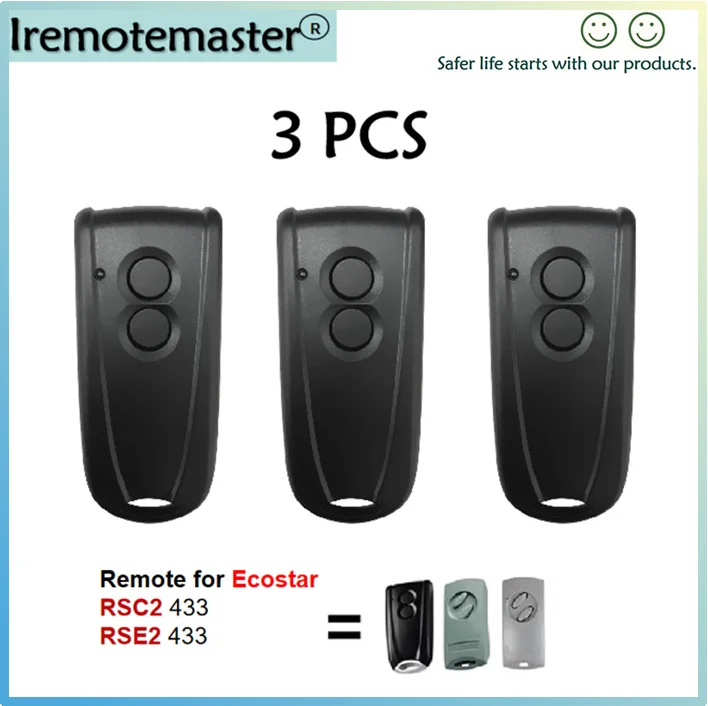 3 pcs For ECOSTAR RSE2 RSC2 433MHz Rolling Code Remote Control
