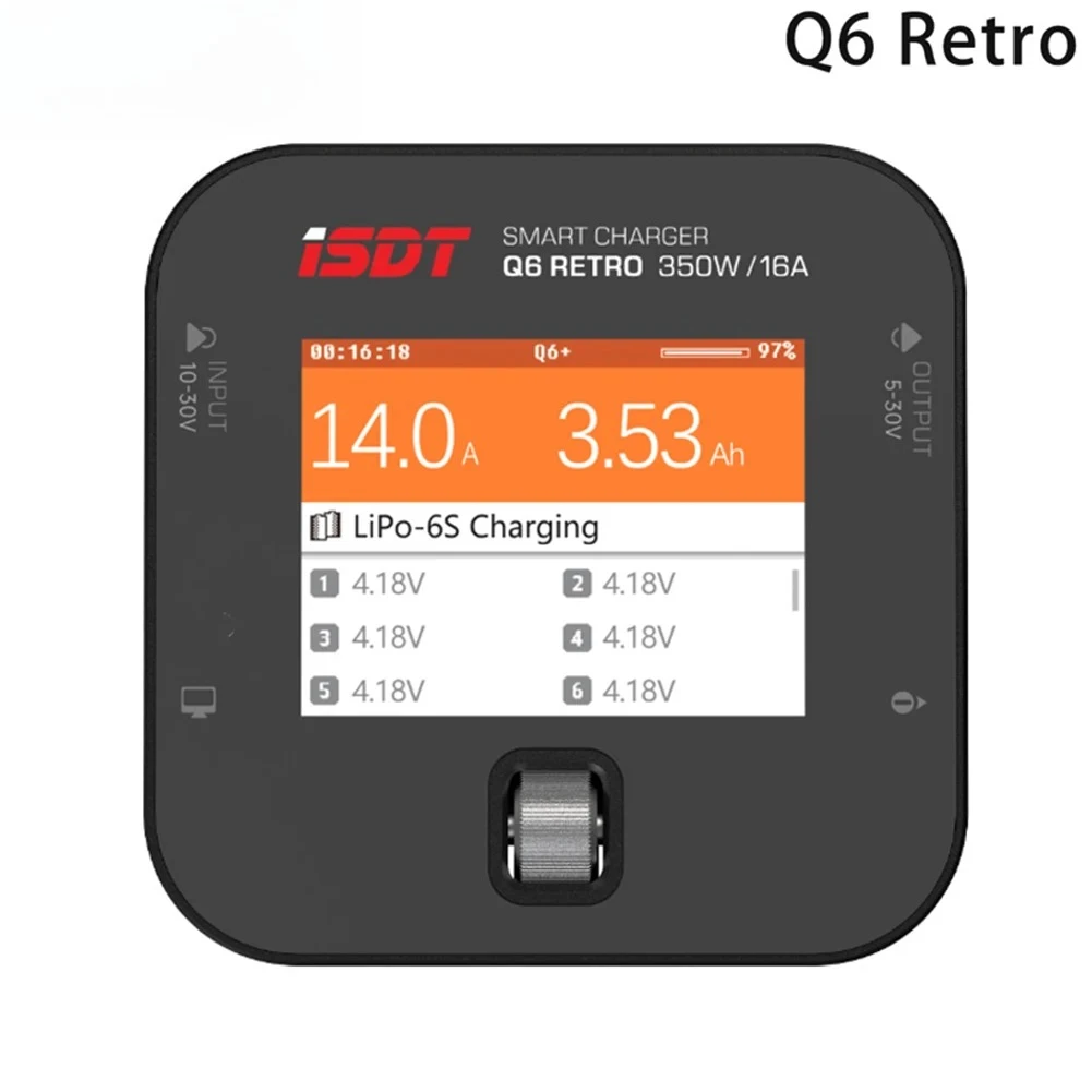 ISDT Q6 Retro Smart Balance Charger 350W 16A DC Input For LiPo LiFe LiHV NiMH Pb Battery RC Model Charger