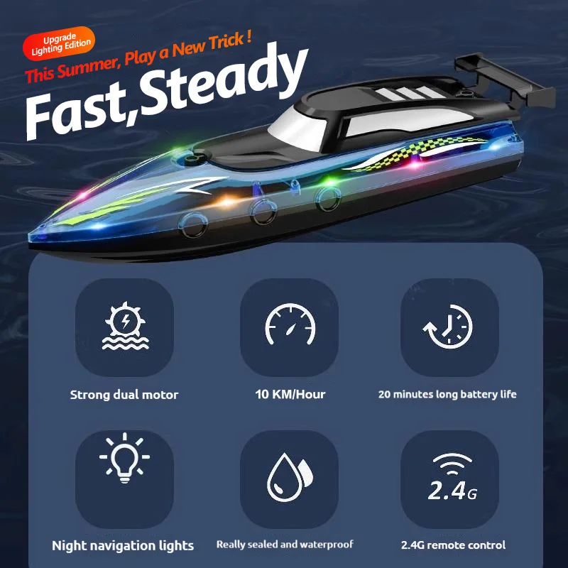 Light Remote Control Boat Toy Medium High-Speed Speedboat Sailing Boat Model Electric Birthday Yacht