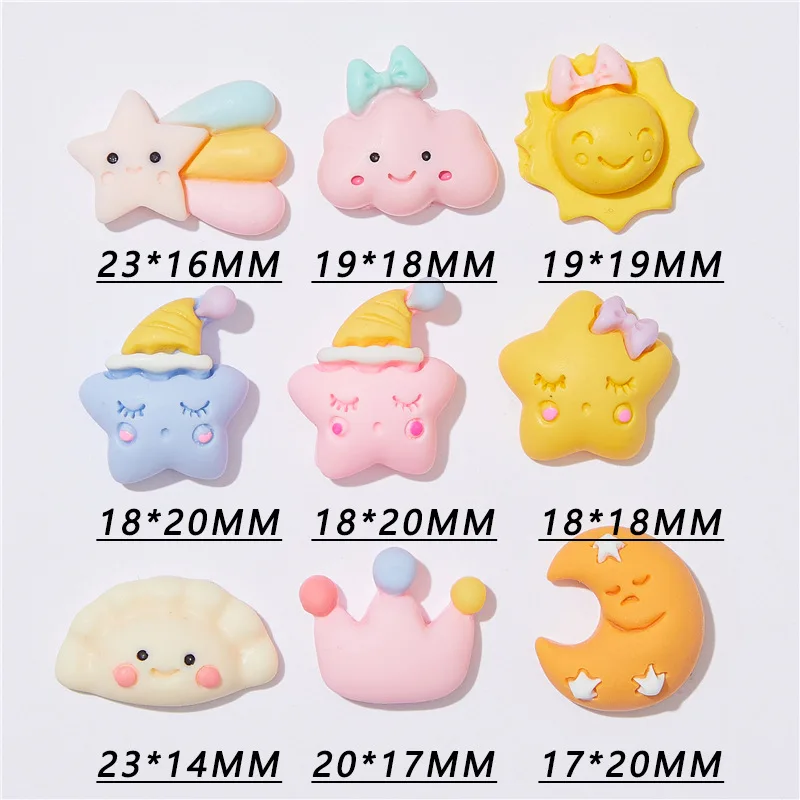 10 stücke Cartoon Regenbogen Stern Wolke Mond Flatback Stein Figur Harz Cabochons Scrapbooking Liefert DIY Schmuck Haarnadel Handwerk – Detail 5