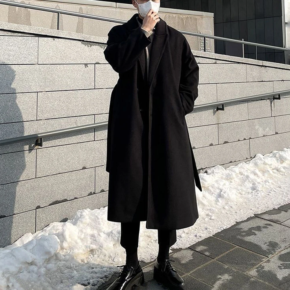 

Mens Business Casual Long Loose Trench Korean Coat Spring Fashion Plain Outdoor Trend Temperament Overcoat Men'S Clothing 2026